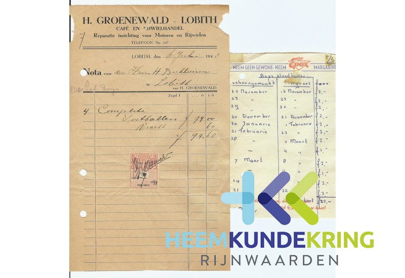 Nota L.Boys levering Voetballen 1948 Schoonmaken kleedkamers